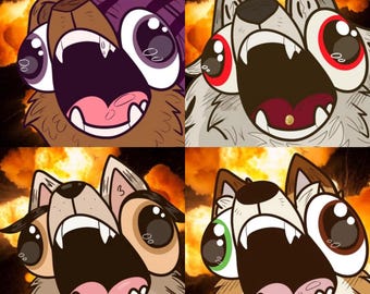 Custom Screaming Chibi Furry OC Art Base Fill: Digital Commission (Digital Download)
