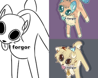 Commissione YCH personalizzata per Chibi Fursona forgor meme: Disegno digitale del personaggio (Download digitale)