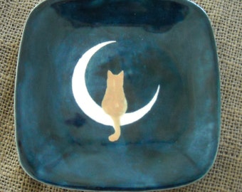 Keramische kattenschotel - kattenplaat - handgemaakt keramiek - kattenschotel