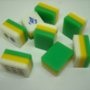 8 Triple Layer Mahjong Tiles - Mah jong Tiles for Crafts - Mahjong Crafts - Triple Layer Green Mahjong - Craft Maker Tiles
