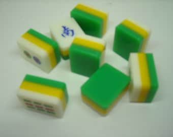 8 Triple Layer Mahjong Tiles - Mah jong Tiles for Crafts - Mahjong Crafts - Triple Layer Green Mahjong - Craft Maker Tiles