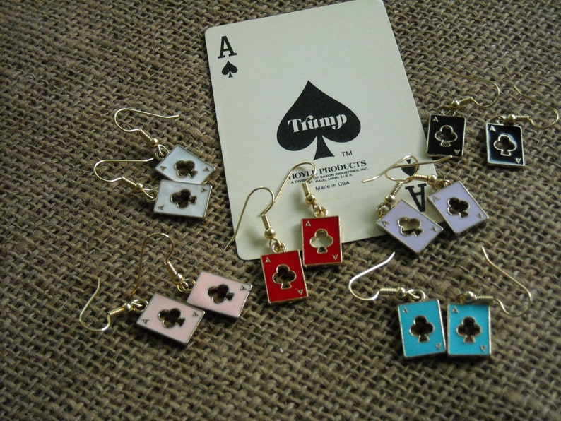 Poker Earrings - Poker Player Gifts - Playing Card Earrings - Bridge Players Gifts - Bridge Earrings - Card Players image 2