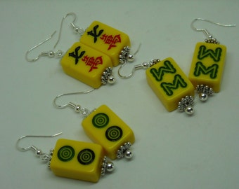 Mahjong Earrings - Mahjong Gift - Yellow Mahjong Jewelry - Mahjong Tiles - Gift Idea - Mahjong Jewelry