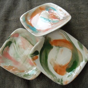 Abstract Art Dish - Handmade Colorful Snack Plate - Handmade Pottery Dish - Abstract Art Ceramic Dish