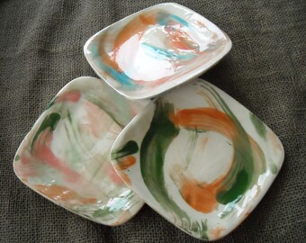 Abstrakte Kunst Schale - Handgemachte Bunte Snack Platte - Handgemachte Keramik Schale - Abstrakte Kunst Keramik Schale