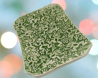 Frog Soap Dish - Ceramic Soap Dish - Frog Pottery - Ring Dish - Sponge Holder
