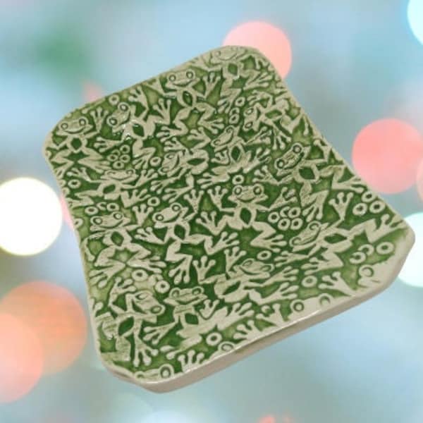 Frog Soap Dish - Ceramic Soap Dish - Frog Pottery - Ring Dish - Sponge Holder