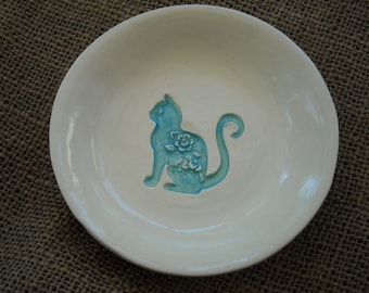 Cat Dish - Handmade Pottery - Cat Lovers Dish - Pet Dish - Pet Bowl - Kitten Bowl - Cat Pottery