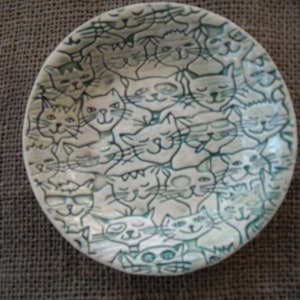 Cat Bowl -  Handmade Pottery - Kitten Pottery - Cat Pottery Bowl - Cat Dish