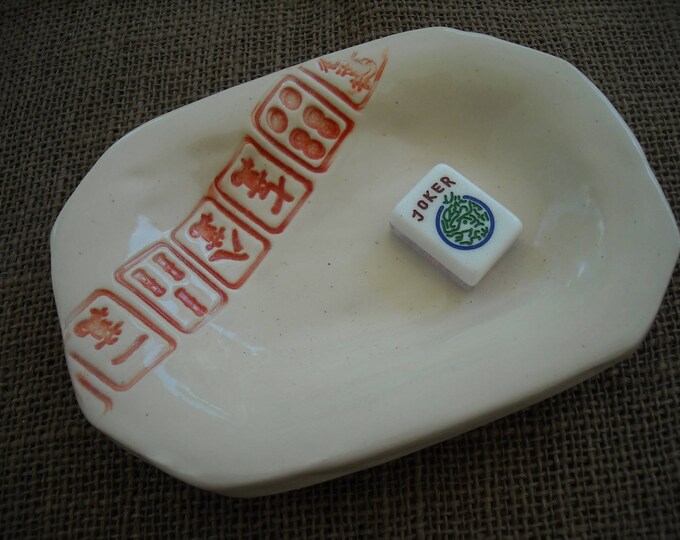 White Mahjong Bowl Oriental Plate Mahjongg Snack Dish Etsy