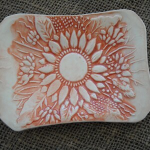 Ring or Key Dish Flower Patterned Handmade Ceramic Soap Bathroom Accessories Various Colours