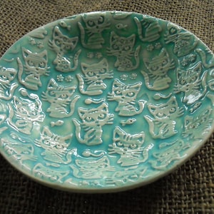 Cat Bowl -  Handmade Pottery - Kitten Pottery - Cat Pottery Bowl - Cat Dish