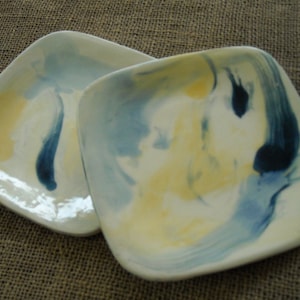 Abstract Art Dish - Handmade Colorful Snack Plate - Handmade Pottery Dish
