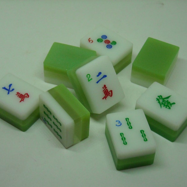 8 Triple Layer Mahjong Tiles - Mah jong Tiles for Crafts - Mahjong Crafts - Triple Layer Green Mahjong - Craft Maker Tiles