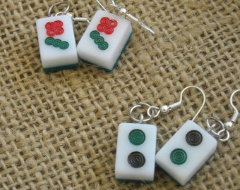Mahjong Earrings,  Mahjong Players, Mahjong Gift, Mini Mahjong,  Mahjong Jewelry