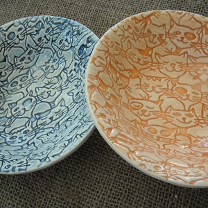 Cat Bowl -  Handmade Pottery - Kitten Pottery - Cat Pottery Bowl - Pottery Gift - Cat Dish