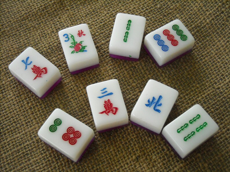 8 Mahjong Tiles Mah jong Tiles for Crafts Oriental Crafts Etsy