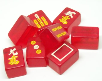 8 Mahjong Fliesen - Mahjong Fliesen zum Basteln - Mahjong Handwerk - Dreischichtig Mahjong - Rosa Mahjong