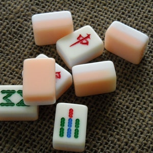 8 Mini Mahjong Tiles - Mahjong Tiles for Crafts -  Mahjong Crafts - Pink Mahjong - Mahjong Supplies