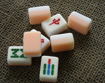 8 Mini Mahjong Fliesen - Mahjong Fliesen zum Basteln - Mahjong Handwerk - Pinkes Mahjong - Mahjong Zubehör