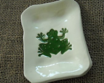 Frog Soap Dish - Ceramic Soap Dish - Frog Pottery - Ring Dish - Sponge Holder