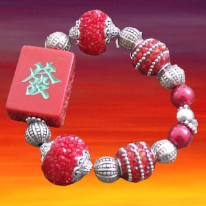 Rode Mahjong Armband - Gratis verzending - Mahjong Draak - Mahjong Gift