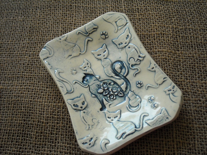 Ceramic Soap Dish Cat Soap Dish Bathroom Accessory Etsy