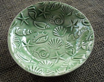 Nautical Bowl - Seashell Dish - Beach Bowl - Seashell Pottery - Nautical Pottery - Seashell Dish