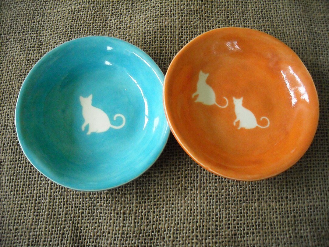 Cat Dish, Handmade Pottery, Cat Lovers Dish, Pet Dish, Pet Bowl Etsy