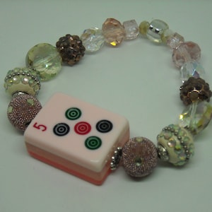Pink Mahjong Bracelet - Pink Mahjong Jewelry  - Mahjong Jewelry - Mahjong Gift - Triple Layer Mahjong Tile - Mahjong Bracelet -Free Shipping