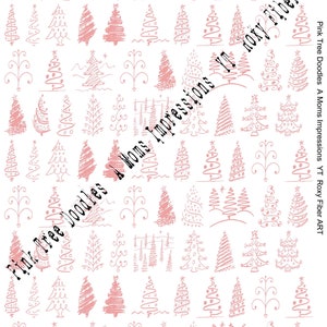 Pink Tree Doodles BackgroundCollage Tear sheet, 1 pagina del diario spazzatura per il download digitale