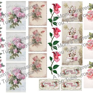 Vintage Rose Ephemera Digital Collage Down load