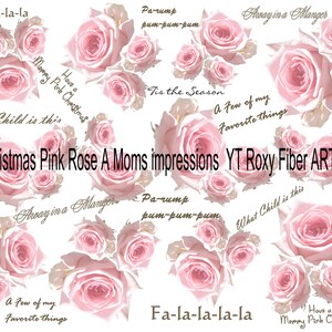 Foglio di strappo del collage di rose rosa di Natale, 1 pagina del diario spazzatura in download digitale