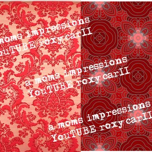 Retro Red Floral Wallpaper Washi Digital collage sheet download