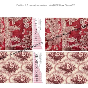 2 digitale kaarten, French Lace-voorbeeldkaarten (Fashion 1) Collage Digital Download Junk Journal Page