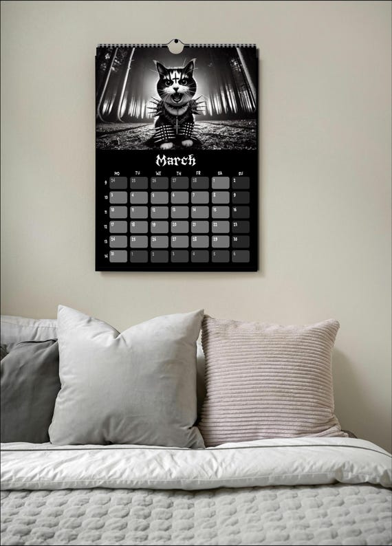 Black Metal Cats 2025 - Wall Calendar 2025 - Etsy
