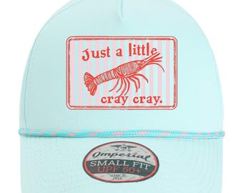 Just A Little Cray Cray- Printed UPF Summer Graphic Hat- Preppy Southern Lifestyle Crawfish Hat