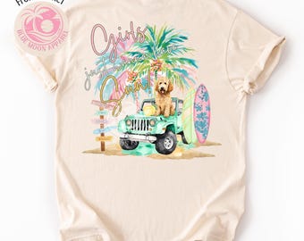 Girls Just Wanna Have Sun- Doodle Beach Vacation Tee- Surf Club Women&#39;s Tee- Woman Boutique Graphic Shirt- Surfing Watercolor Trendy Tshirt