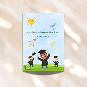 carte modifiable de remise des diplômes de maternelle | Bonnet et robe Félicitations | Carte de remise des diplômes imprimable pour enfants