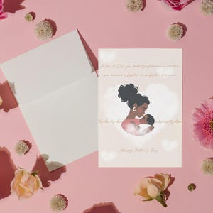 Carte de fête des mères de l'USIN pour les mamans noires - Carte imprimable pour la nouvelle maman - Design imprimable numérique crème douce - Téléchargement immédiat