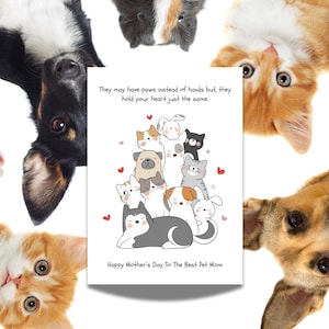 Carte pour maman animal de compagnie pour la fête des Mères | imprimable pour amoureux des animaux de compagnie | Cadeau pour maman chat chien | Carte drôle de maman d'animal de compagnie | Téléchargement numérique pour chien maman ou chat maman