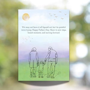 Carte de fête des pères pour les familles recomposées • Carte de remerciement pour coparentalité • Imprimable Moment d'honneur en famille • Carte avançons ensemble