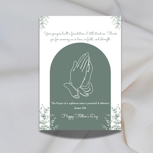 Spiritual Father’s Day Card | 5x7 Flat Prayer Card | Green Arch with James 5:16 | Christian Dad Encouragement from Family