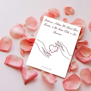 Carte de Saint-Valentin modifiable interurbaine torride, modèle d'amour romantique à travers des miles, carte de relation interurbaine,