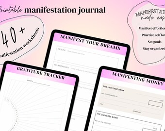 2025 Manifestation Planner | Pink Digital Vision Board Workbook | Law of Attraction Journal | Goal Setting Intention Tracker | Printable PDF