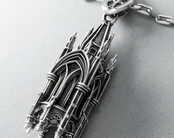 Sterling Silber Gotische Kathedrale Anhänger: Handgemachter Architektonischer Schmuck