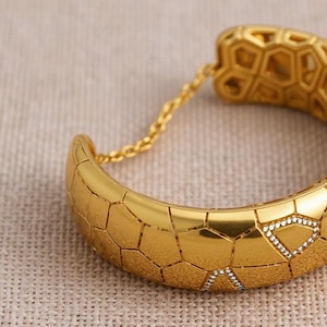 Sterling Silber Geometrische Manschette Armband: Sci-Fi Zirkon Armreif