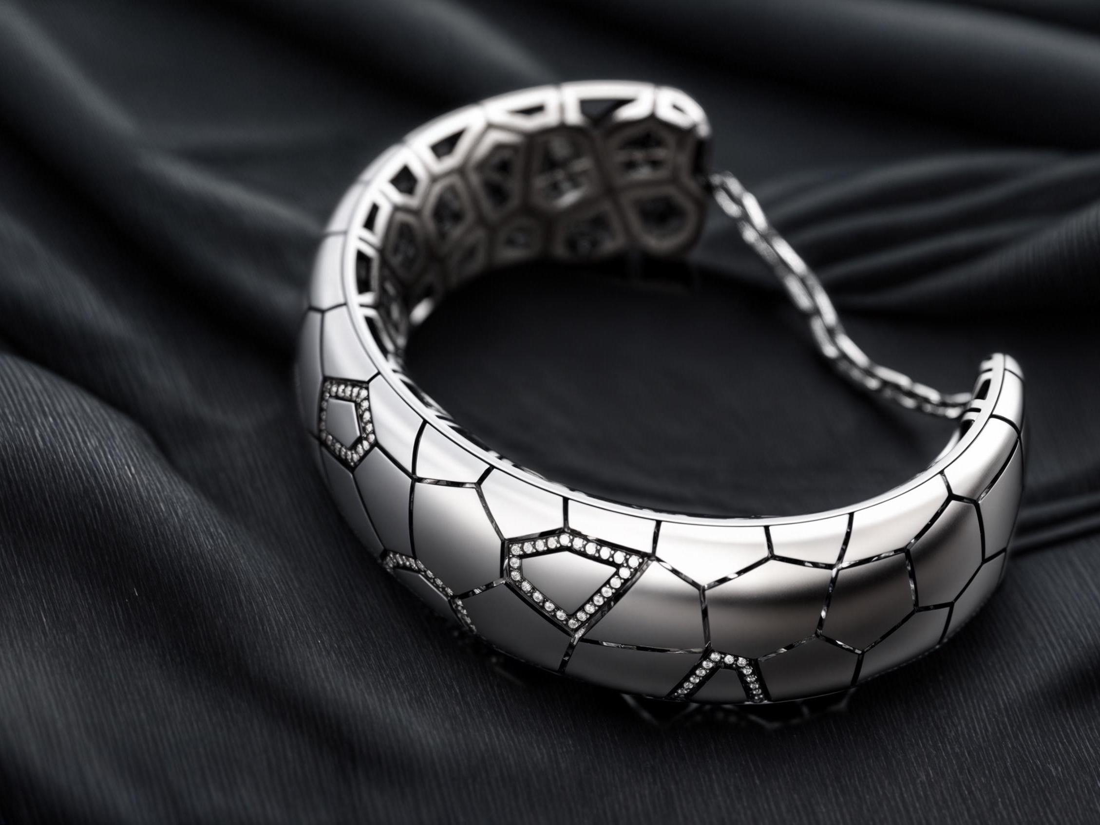 Sterling Silver Futuristic Bracelet – Geometric Polygon Cuff, Futuristic Wrist, Sci-Fi Jewelry, Bold Statement Bangle, Unique Gift for Her