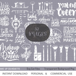 Paquete SVG de citas de maquillaje, SVG de moda, SVG de citas de belleza, SVG de rímel, silueta de cosmético, SVG de maquillaje, SVG de pestañas, SVG de cejas