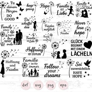 File plotter di denti di leone, file SVG di denti di leone, frasi motivazionali, file SVG in tedesco, file plotter SVG, clipart floreali